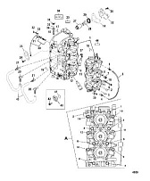 Блок цилиндров и картер 2-Х ТАКТНОГО ПЛМ MERCURY 55 Серийный номер от 0P017000 до 0P325499