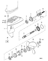 Корпус шестерни, карданный вал 4-Х ТАКТНОГО ПЛМ MERCURY 15 Carb(2CYL) Серийный номер от 0R235949 и выше
