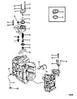 Блок цилиндров и термостат 2-х тактного ПЛМ MERCURY 40 M Серийный номер от 9251456 и выше